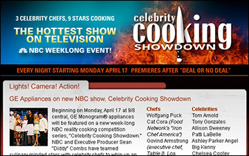 NBC Celebrity Cooking Showdown e-newsletter